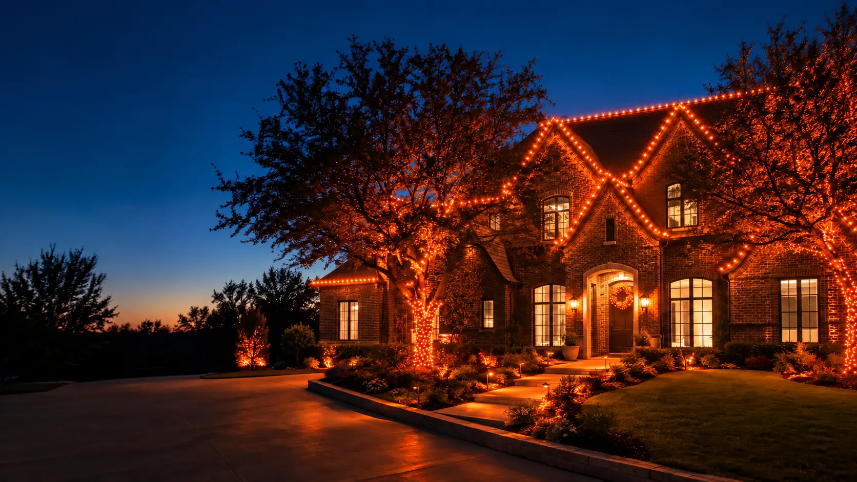 Christmas light installation design for a Celina, Texas home